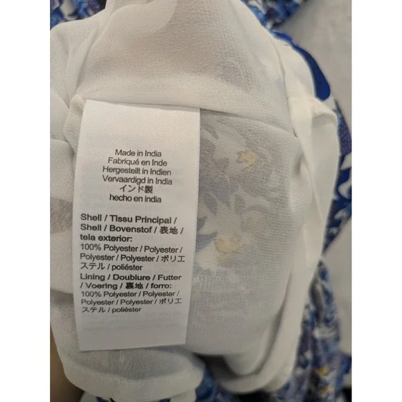 J. Crew‎ Floral Print Puff Sleeve Midi Dress Blue Yellow Womens Size M - Picture 8 of 10